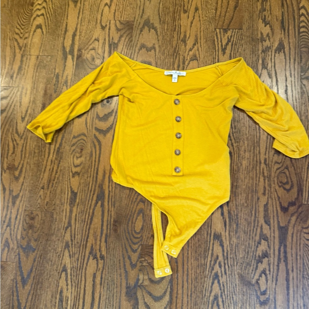 Express Yellow Bodysuit with 3/4 Sleeves